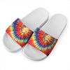 Colorful Hippie Tie Dye Print White Slide Sandals