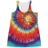 Colorful Hippie Tie Dye Print Women's Racerback Tank Top