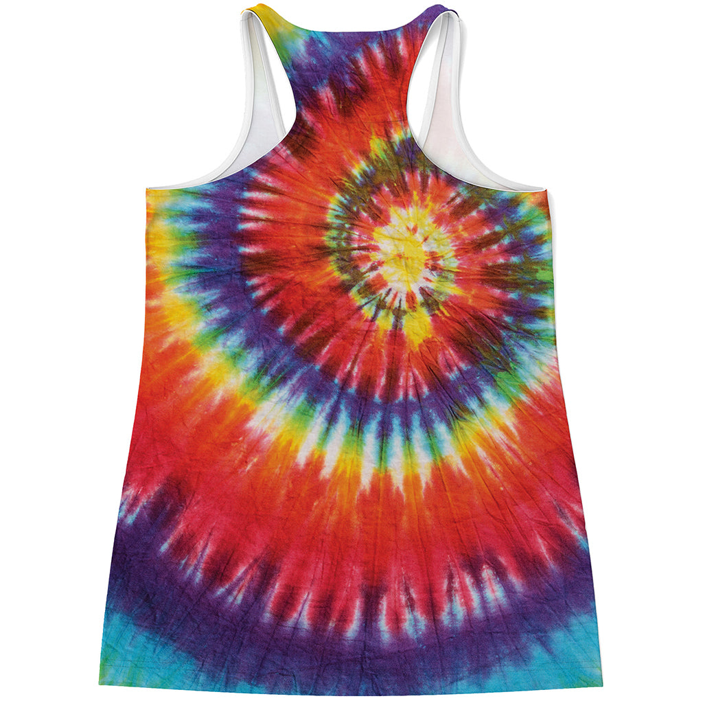 Colorful Hippie Tie Dye Print Women's Racerback Tank Top