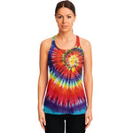 Colorful Hippie Tie Dye Print Women's Racerback Tank Top