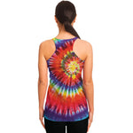 Colorful Hippie Tie Dye Print Women's Racerback Tank Top