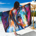 Colorful Horse Painting Print Beach Sarong Wrap