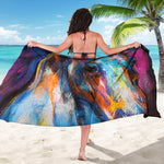 Colorful Horse Painting Print Beach Sarong Wrap