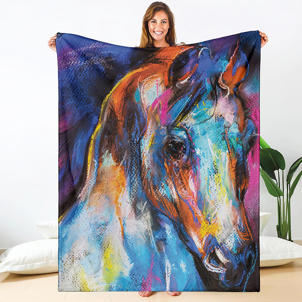 Colorful Horse Painting Print Blanket
