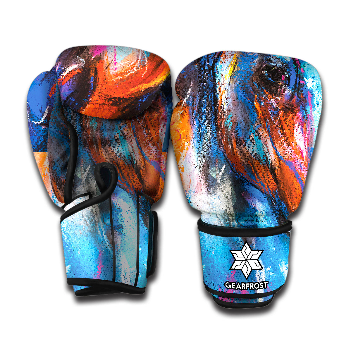 Colorful Horse Painting Print Boxing Gloves