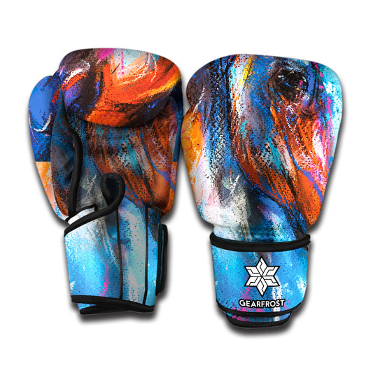 Colorful Horse Painting Print Boxing Gloves