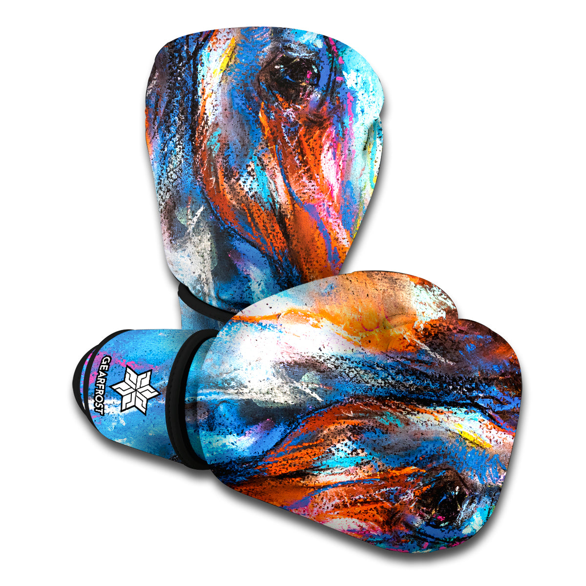 Colorful Horse Painting Print Boxing Gloves