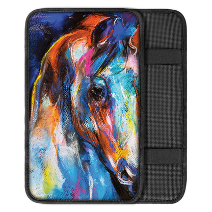 Colorful Horse Painting Print Car Center Console Cover