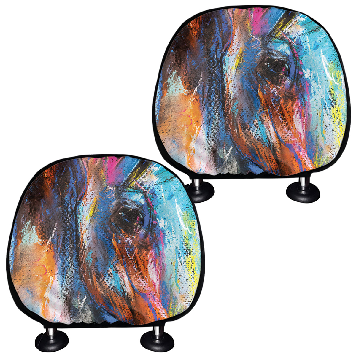Colorful Horse Painting Print Car Headrest Covers