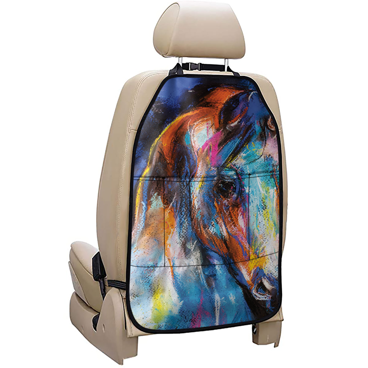 Colorful Horse Painting Print Car Seat Organizers