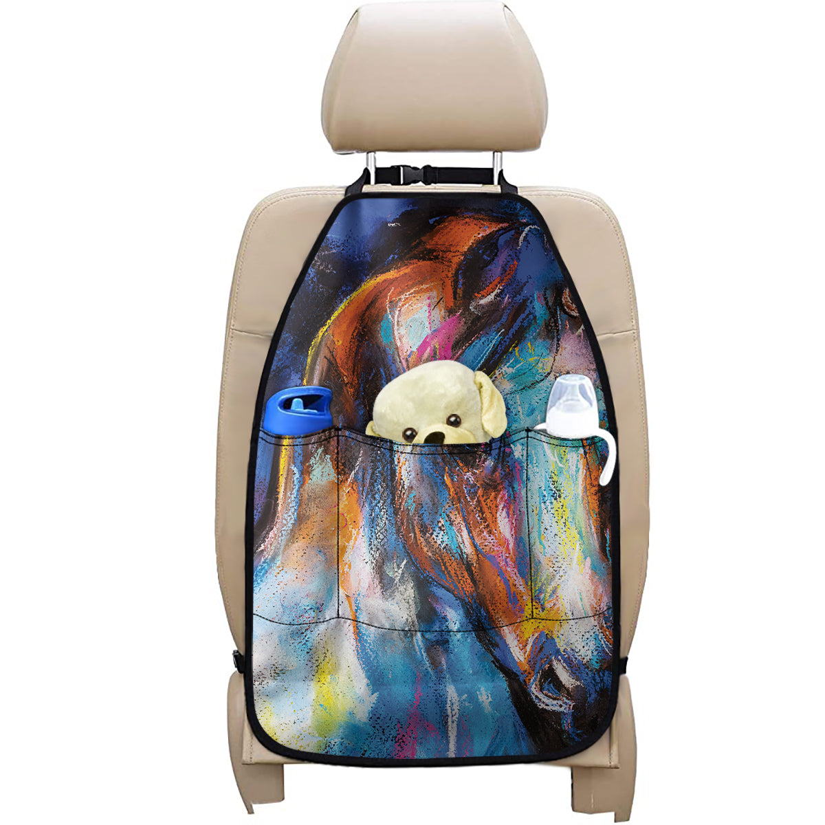 Colorful Horse Painting Print Car Seat Organizers