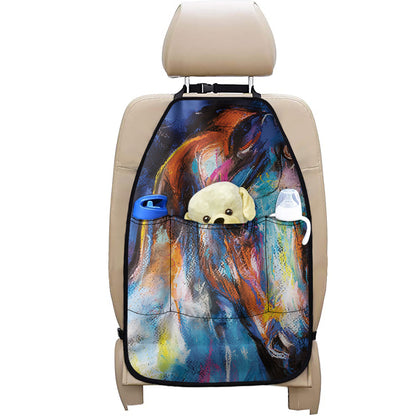 Colorful Horse Painting Print Car Seat Organizers