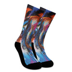 Colorful Horse Painting Print Crew Socks