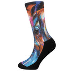 Colorful Horse Painting Print Crew Socks