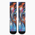 Colorful Horse Painting Print Crew Socks