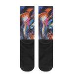 Colorful Horse Painting Print Crew Socks
