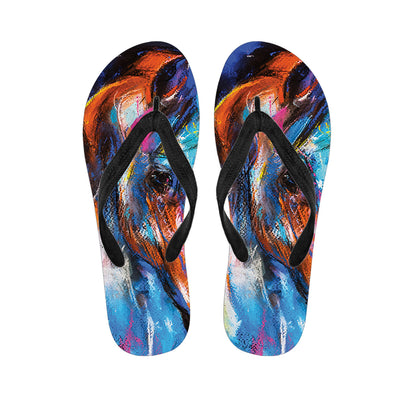 Colorful Horse Painting Print Flip Flops