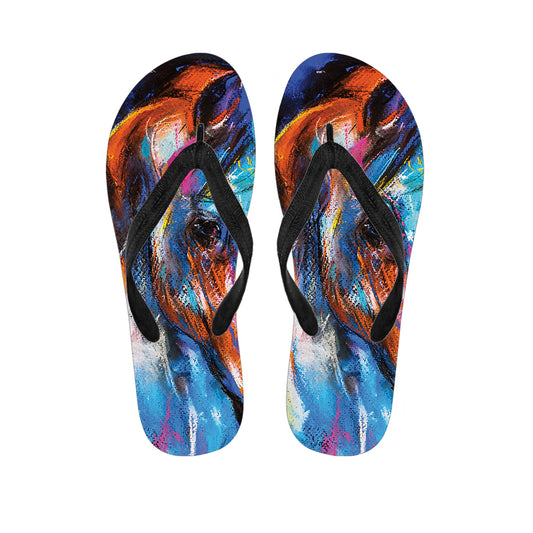 Colorful Horse Painting Print Flip Flops