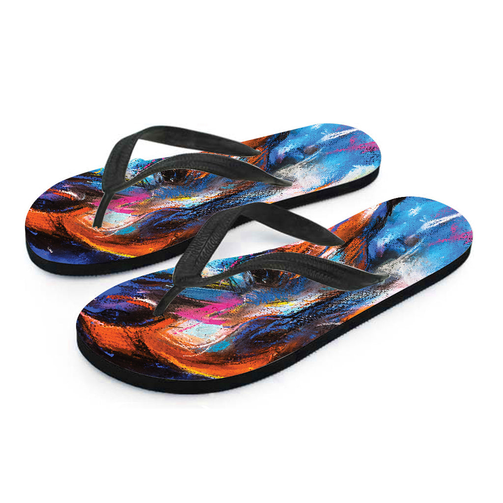 Colorful Horse Painting Print Flip Flops