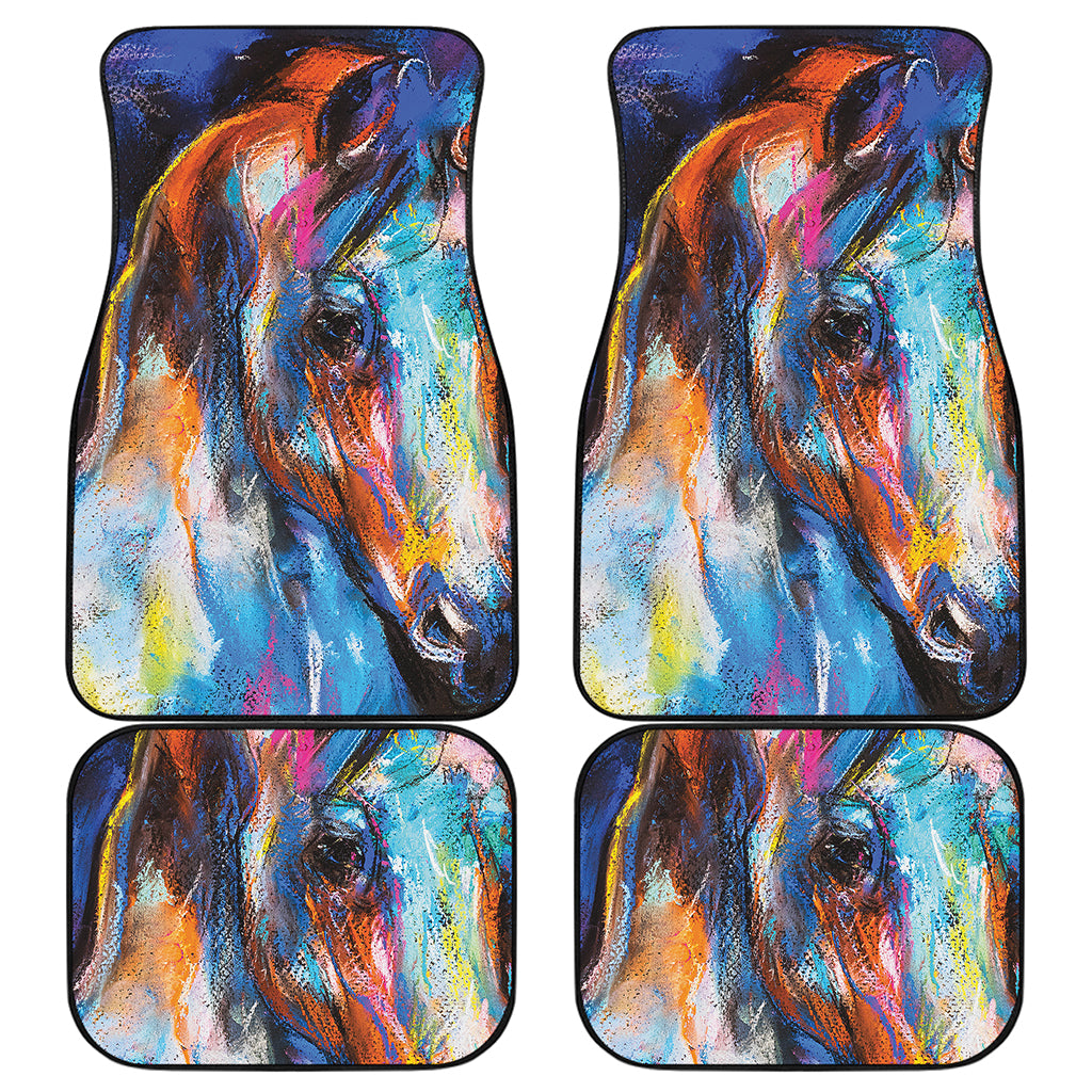 Colorful Horse Painting Print Front and Back Car Floor Mats