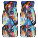 Colorful Horse Painting Print Front and Back Car Floor Mats