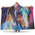 Colorful Horse Painting Print Hooded Blanket