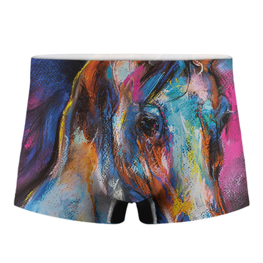 Colorful Horse Painting Print Men's Boxer Briefs