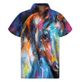 Colorful Horse Painting Print Men's Short Sleeve Shirt