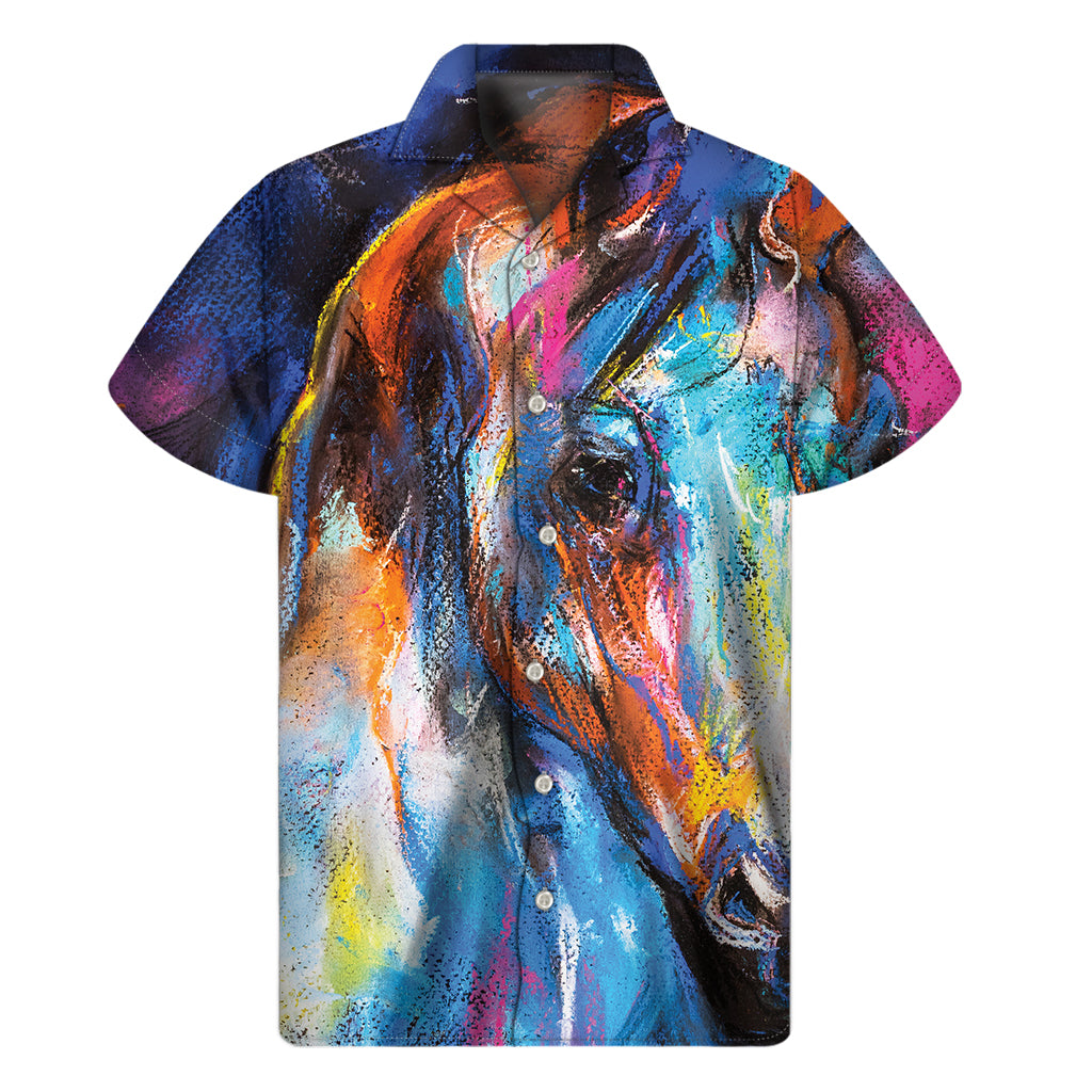 Colorful Horse Painting Print Men's Short Sleeve Shirt