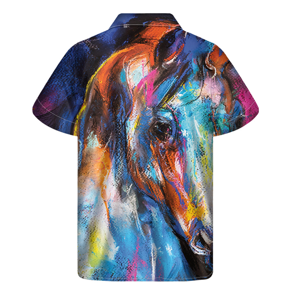 Colorful Horse Painting Print Men's Short Sleeve Shirt