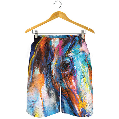 Colorful Horse Painting Print Men's Shorts