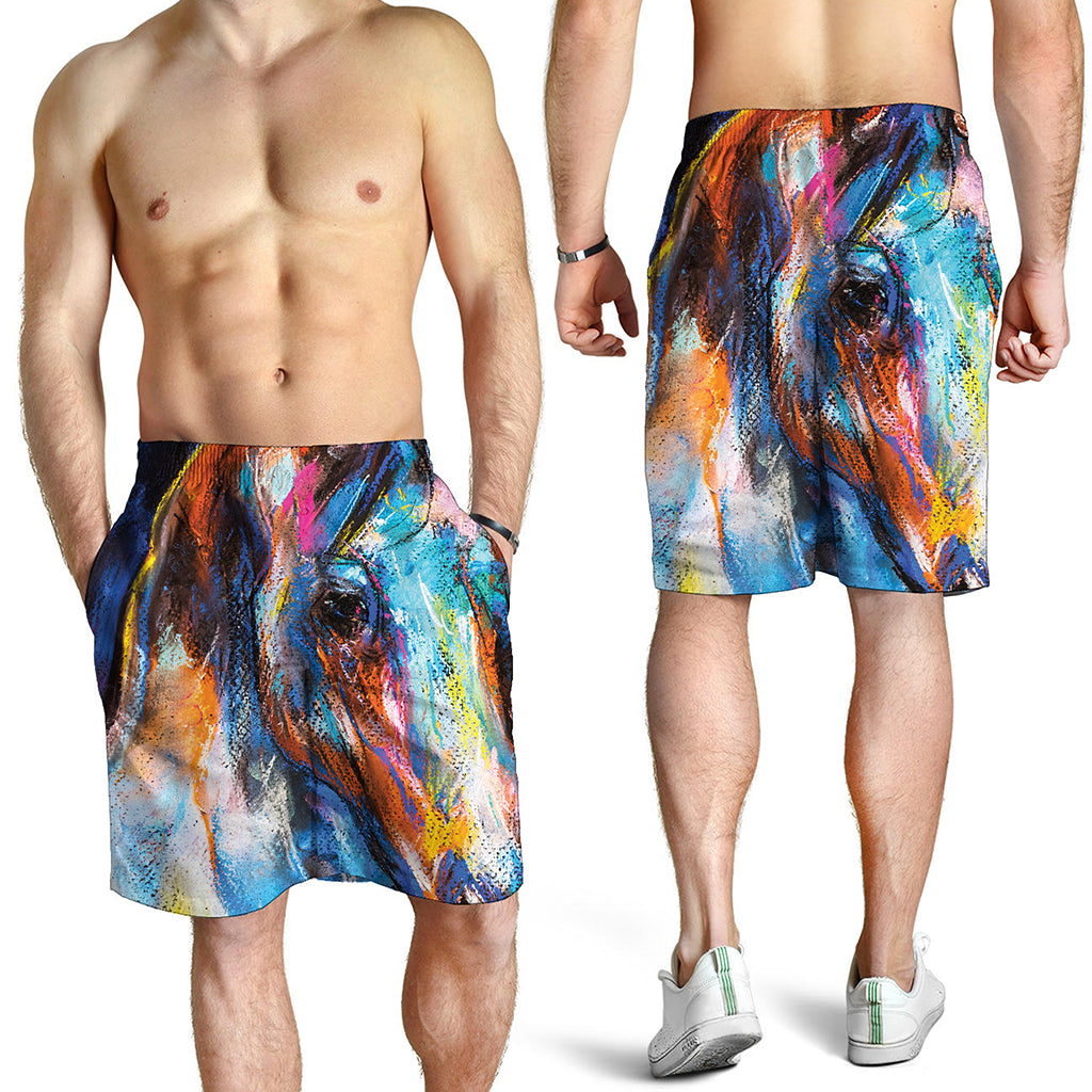 Colorful Horse Painting Print Men's Shorts