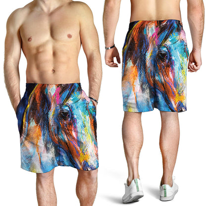 Colorful Horse Painting Print Men's Shorts
