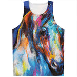 Colorful Horse Painting Print Men's Tank Top