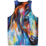 Colorful Horse Painting Print Men's Tank Top