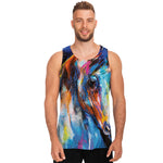 Colorful Horse Painting Print Men's Tank Top