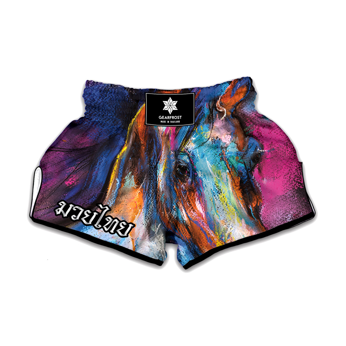 Colorful Horse Painting Print Muay Thai Boxing Shorts