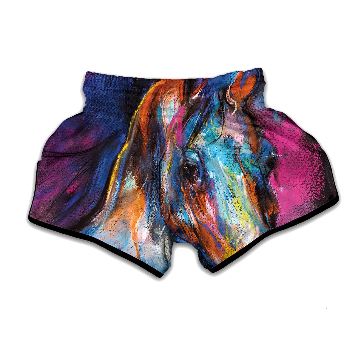 Colorful Horse Painting Print Muay Thai Boxing Shorts