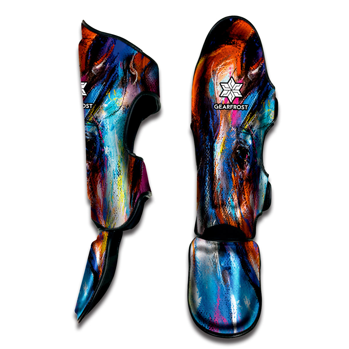 Colorful Horse Painting Print Muay Thai Shin Guard