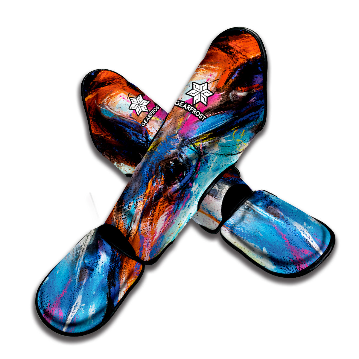 Colorful Horse Painting Print Muay Thai Shin Guard
