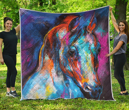Colorful Horse Painting Print Quilt