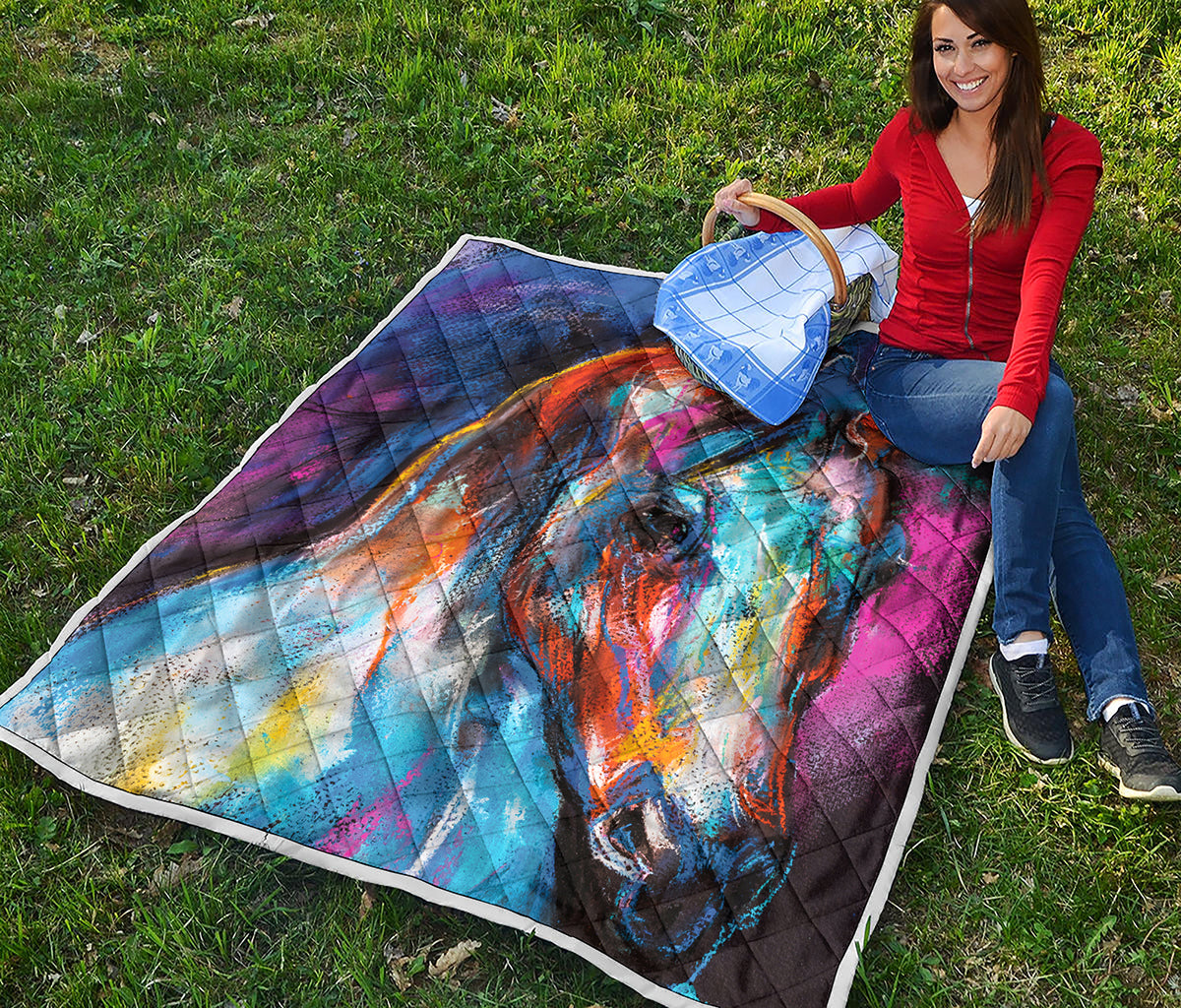 Colorful Horse Painting Print Quilt