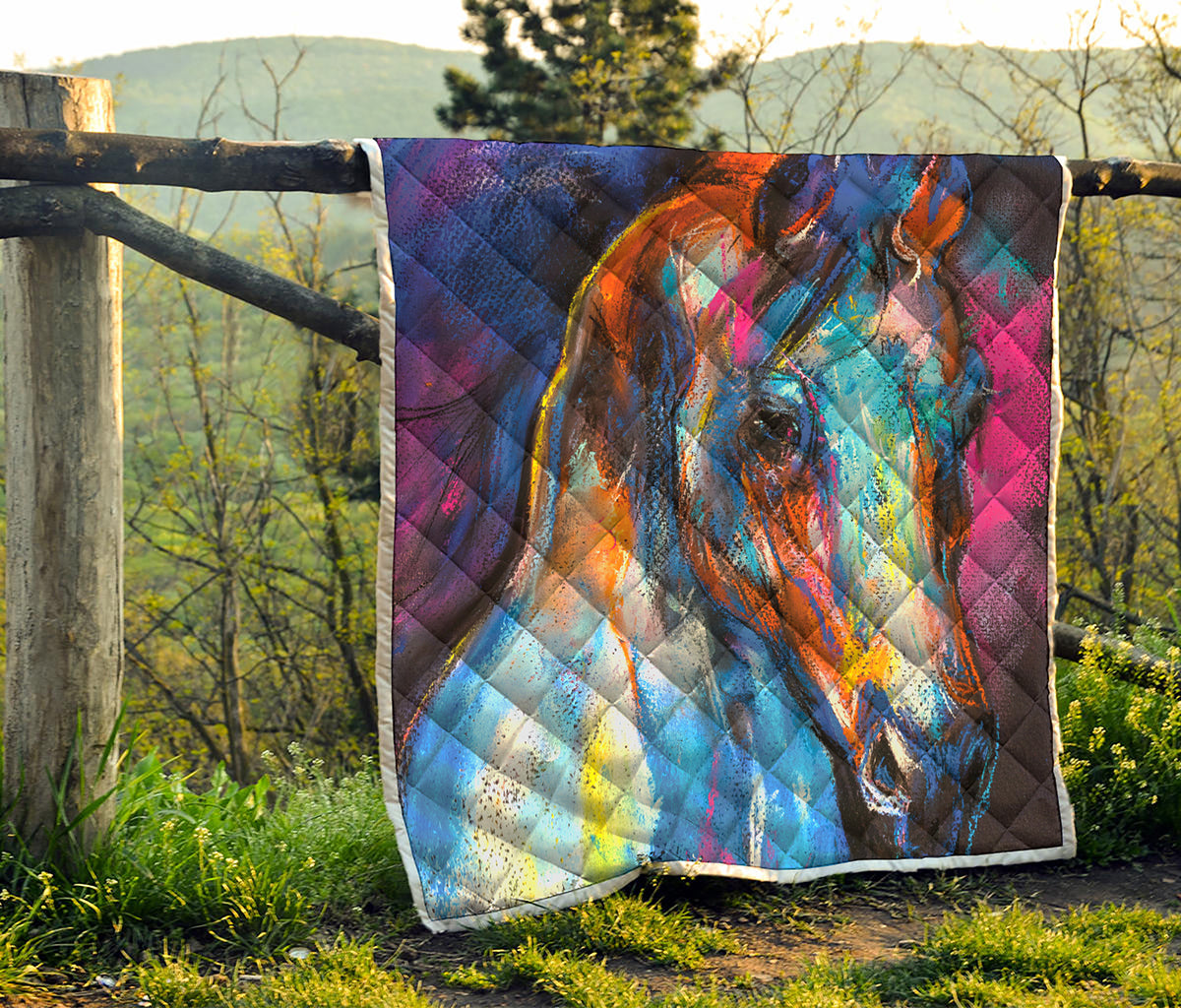 Colorful Horse Painting Print Quilt
