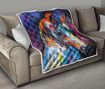 Colorful Horse Painting Print Quilt