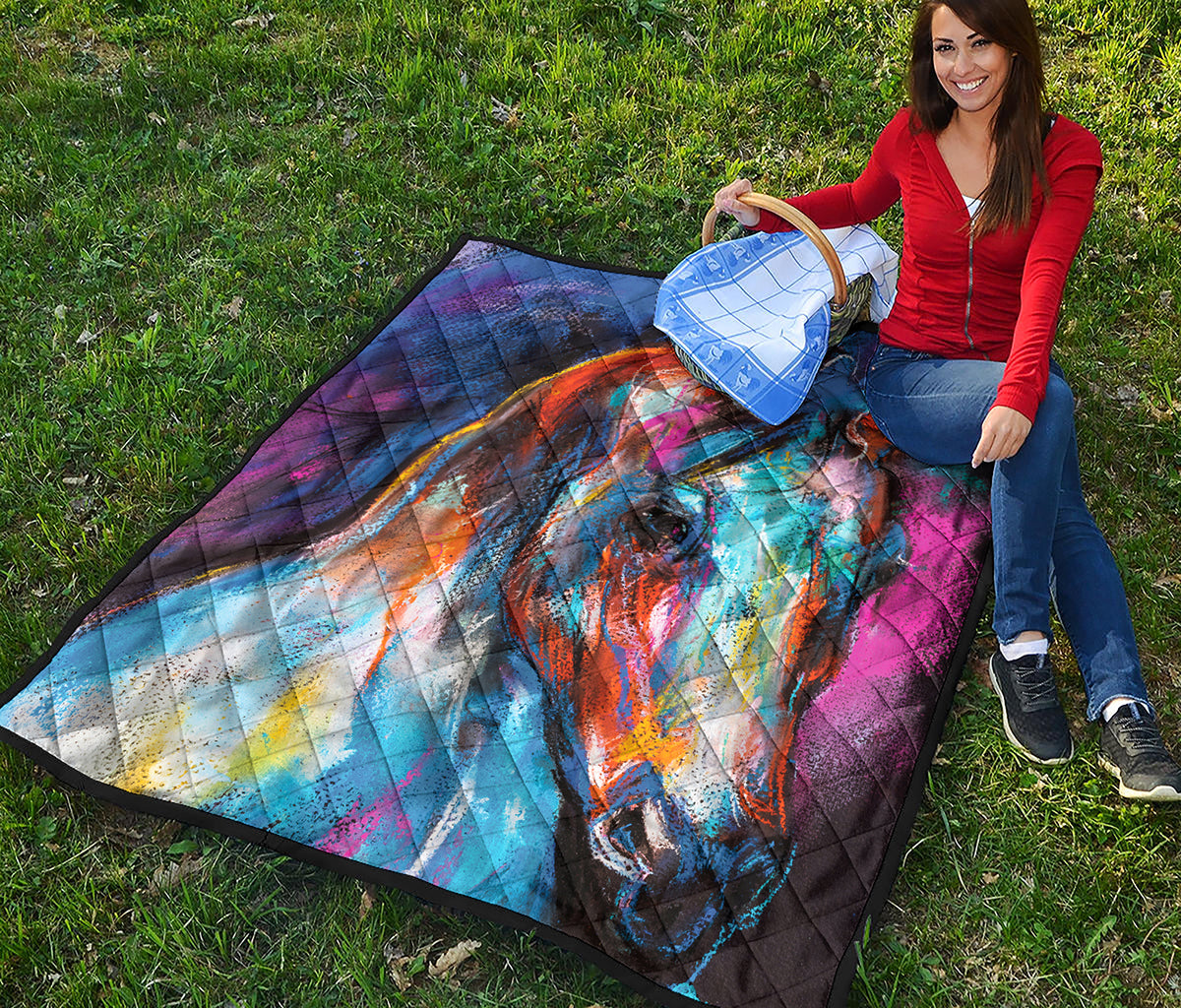 Colorful Horse Painting Print Quilt