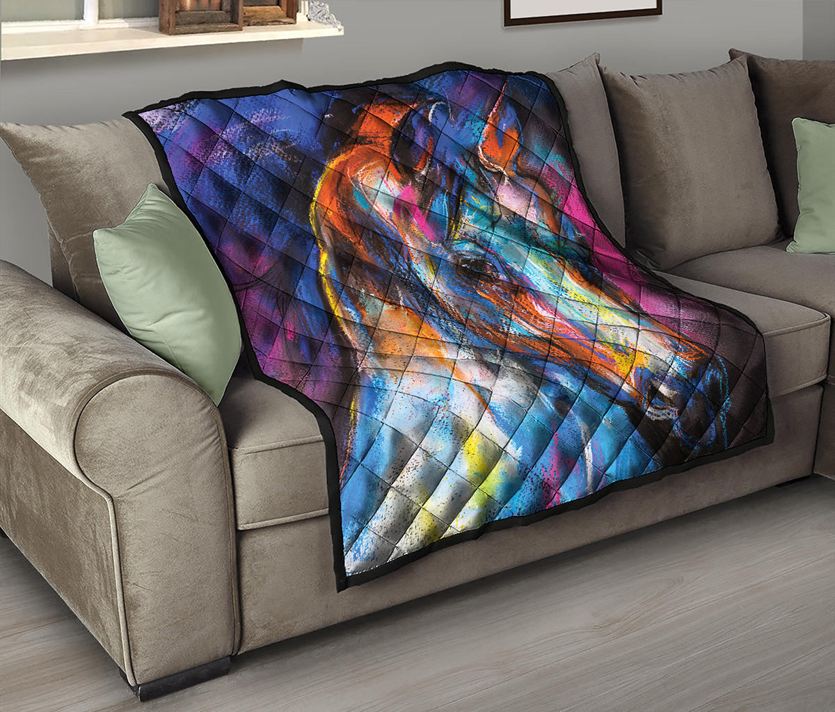 Colorful Horse Painting Print Quilt