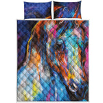 Colorful Horse Painting Print Quilt Bed Set