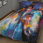 Colorful Horse Painting Print Quilt Bed Set