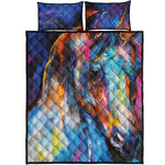 Colorful Horse Painting Print Quilt Bed Set