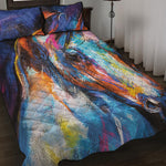 Colorful Horse Painting Print Quilt Bed Set